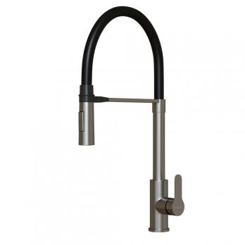 Смеситель для кухни 35k MIXLINE MLSS-0402 черный гибкий излив магнит, п/гайку САТИН