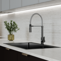 Смеситель для кухни 35k MIXLINE MLSS-0402BL серый гибкий излив магнит, п/гайку ЧЕРНЫЙ ГРАФИТ