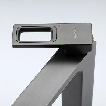 Смеситель для раковины 35к G1017-92 GAPPO литой, высокий, п/гайку, ОРУЖЕЙНАЯ СТАЛЬ