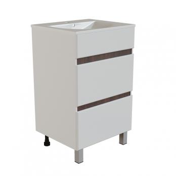 Тумба д/ванной "БРИКС-50" 2 ящ. белый/дуб вотан под рак."Breeze 50" меб. (Sanita Luxe) (ПВХ)(разбор)