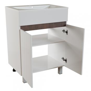 Тумба д/ванной "БРИКС-60" 2 ст. белый/дуб вотан под рак."Breeze 60" меб. (Sanita Luxe)(ПВХ)(разбор)