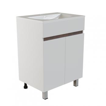 Тумба д/ванной "БРИКС-60" 2 ст. белый/дуб вотан под рак."Breeze 60" меб. (Sanita Luxe)(ПВХ)(разбор)