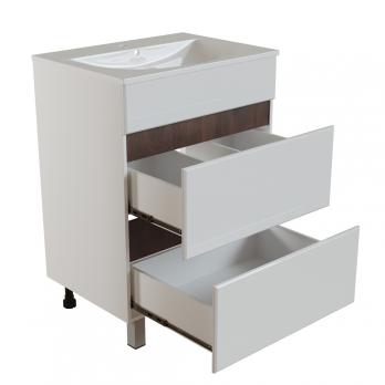 Тумба д/ванной "БРИКС-60" 2 ящ. белый/дуб вотан под рак."Breeze 60" меб. (Sanita Luxe) (ПВХ)(разбор)