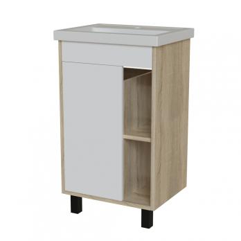 Тумба д/ванной "МИЛТОН-50" Дуб сонома/белый под рак. Фостер 50 (Kirovit) (ЛДСП /ПВХ)