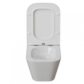 Унитаз подвесной безободковый WAVE EGO Tornado3.0 сид. дюропласт, м/л, быстр, БЕЛЫЙ глянец (XL)