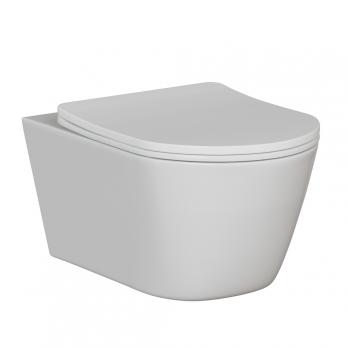Унитаз подвесной безободковый WAVE PRIME Tornado3.0 сид. дюропласт, м/л, быстр, БЕЛЫЙ глянец (L)
