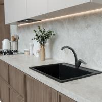 Смеситель для кухни 35k MIXLINE ML14-031GR высокий излив б/отв боковая п/гайку ГРАФИТ (без подводки)