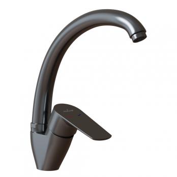 Смеситель для кухни 35k MIXLINE ML14-031GR высокий излив б/отв боковая п/гайку ГРАФИТ (без подводки)