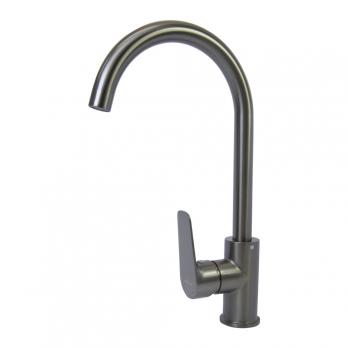 Смеситель для кухни 35k MIXLINE ML14-032GR высокий излив б/отв боковая п/гайку ГРАФИТ (без подводки)