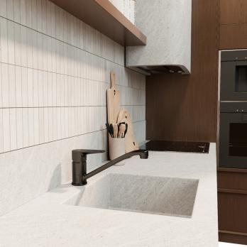 Смеситель для кухни 35k MIXLINE ML14-03GR б/отв п/гайку ГРАФИТ (без подводки)