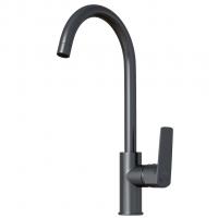 Смеситель для кухни 35k MIXLINE ML15-031GR высокий излив б/отв боковая п/гайку (без подводки) ГРАФИТ
