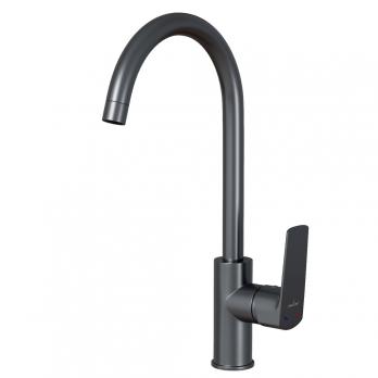 Смеситель для кухни 35k MIXLINE ML15-031GR высокий излив б/отв боковая п/гайку (без подводки) ГРАФИТ