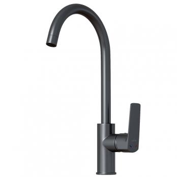 Смеситель для кухни 35k MIXLINE ML15-031GR высокий излив б/отв боковая п/гайку (без подводки) ГРАФИТ