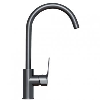 Смеситель для кухни 35k MIXLINE ML15-031GR высокий излив б/отв боковая п/гайку (без подводки) ГРАФИТ