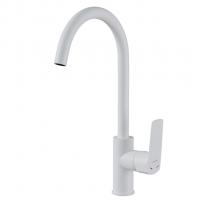 Смеситель для кухни 35k MIXLINE ML15-031W высокий излив б/отв боковая п/гайку (без подводки) БЕЛЫЙ