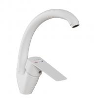 Смеситель для кухни 35k MIXLINE ML15-032W высокий излив б/отв боковая п/гайку (без подводки) БЕЛЫЙ