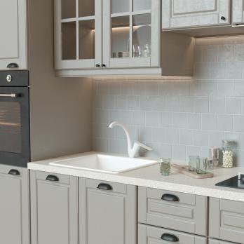 Смеситель для кухни 35k MIXLINE ML15-032W высокий излив б/отв боковая п/гайку (без подводки) БЕЛЫЙ