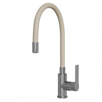 Смеситель для кухни 35к MIXLINE ML35-095 гибкий излив, б/отв, боковая, бежевый