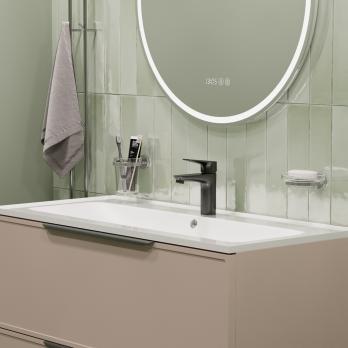 Смеситель для раковины 35k MIXLINE ML14-04GR б/отв п/гайку ГРАФИТ(без подводки)