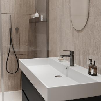 Смеситель для раковины 40k MIXLINE ML15-04GR б/отв п/гайку (без подводки) ГРАФИТ