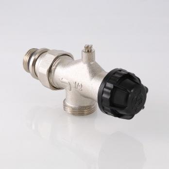 Клапан термостатический угловой с осевым управлением, предварительной настройкой и воздухоотводчиком
