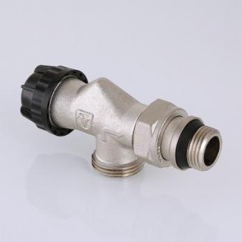 Клапан термостатический угловой с осевым управлением, преднастройкой и дополнительным уплотнением