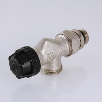 Клапан термостатический угловой с осевым управлением, преднастройкой и дополнительным уплотнением
