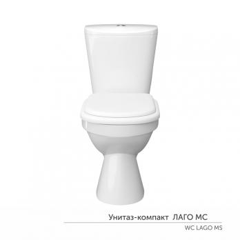 Унитаз-компакт "Лаго" МС Инкоэр-Б1 (ниж.подв.,кос. выпуск,сид.полип.1кн белая, арм.) КЕРАМИН