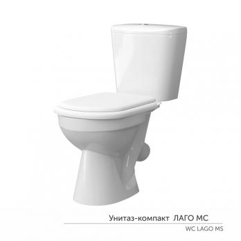 Унитаз-компакт "Лаго" МС Инкоэр-Б1 (ниж.подв.,кос. выпуск,сид.полип.1кн белая, арм.) КЕРАМИН