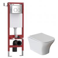 Комплект WAVE "Система инсталляции МЕХАНИКА 380+унитаз "CITY"+квадратная кнопка A3 хром"