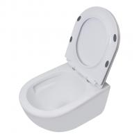 Унитаз подвесной безободковый WAVE RONDO Tornado3.0 сид. дюропласт, м/л, быстр, БЕЛЫЙ глянец (XL)