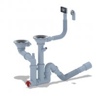 Сифон 3 1/2*40 Ani двойной, смещ,с носиком,гиб.круг.и прям.пер,с гофрой 40*40/50 F7500SA15 АНИ пласт