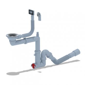 Сифон 3 1/2*40 Ani смещенный,с носиком,гиб.круг. и прямоуг пер.с гофрой 40*40/50 F5345SA15 АНИ пласт