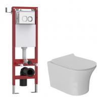 Комплект WAVE "Система инсталляции МЕХАНИКА 380+унитаз "STAR"+квадратная кнопка A1 белая"