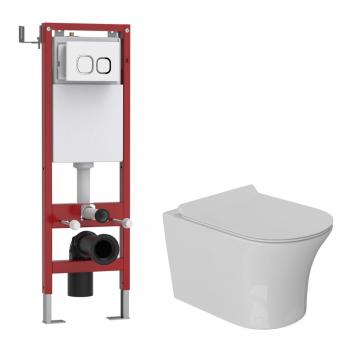 Комплект WAVE "Система инсталляции МЕХАНИКА 380+унитаз "STAR"+квадратная кнопка A1 белая"