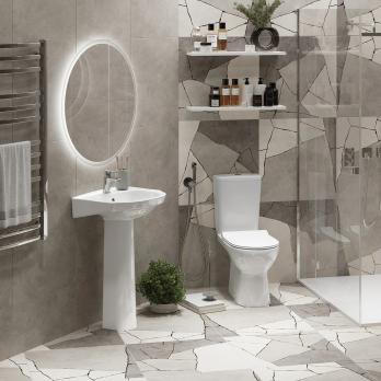 Унитаз-компакт "Альбано" R Slim МСМЛбезободк. (ниж.под,гор.выпуск, сид.полип.м/лифт2кн.арм.) КЕРАМИН