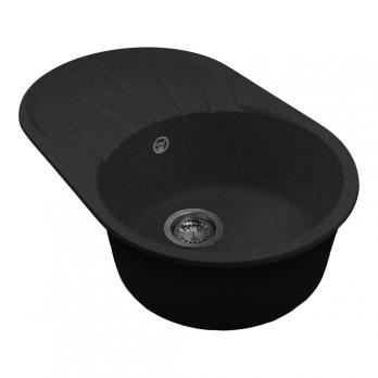 Мойка ML-GMS105 СТАНДАРТ овальная с крылом, черный (308), 740*460*190мм