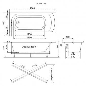 Ванна Оскар 180х80