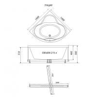 Угловая ванна Грация 140