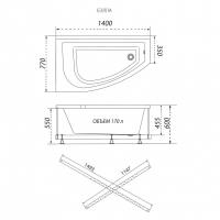 Угловая ванна Бэлла-правая