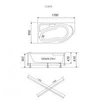 Угловая ванна София 170-правая