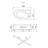 Угловая ванна София 150-правая