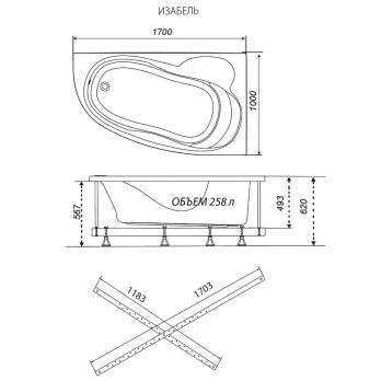 Угловая ванна Изабель левая