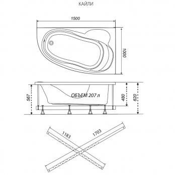Угловая ванна Кайли левая
