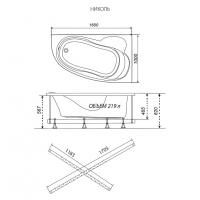 Угловая ванна Николь-левая