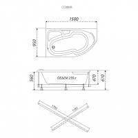 Угловая ванна София 150-левая