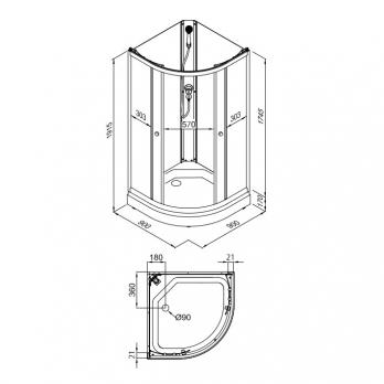 Душевая кабина Лайт 90*90 А для ДН1 (без крыши)