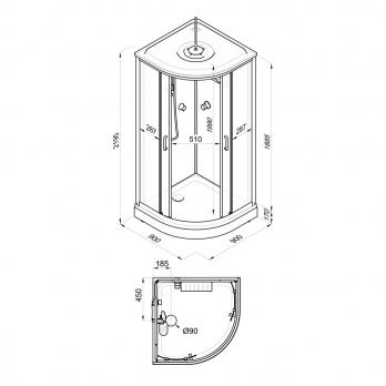 Душевая кабина Прайм-Сатин-Вельвет М3 90*90А