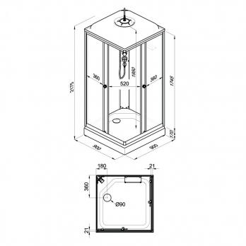 Душевая кабина Вельвет-К 90*90 А