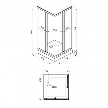 Душевое ограждение Вельвет-К 90*90 А